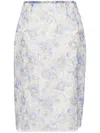 Prada Peony Print Nylonette Skirt Clothing In Blue