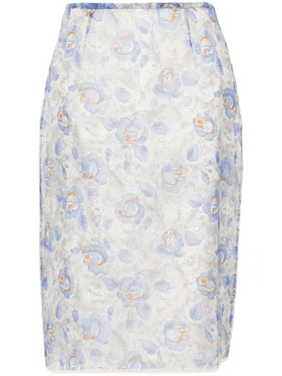 PRADA PRINTED NYLONETTE MIDI-SKIRT