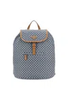 Prada Printed-pattern Leather-trimmed Backpack In Blue