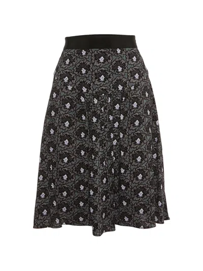 Pre-owned Prada Printed Pleated Midi Skirt In Gray