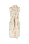 Prada Bouquet-print Sleeveless Poplin Dress In Animal Print