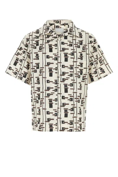Prada Printed Poplin Shirt In Black