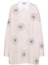 Prada Printed Poplin Texture Shirt-style Dress In Pink