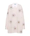 Prada Printed Poplin Texture Shirt-style Dress In Peach