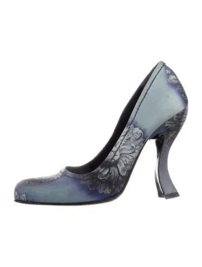 Pre-owned Prada Printed Pumps In Blue