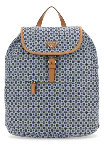 Prada Man Printed Re-nylon Backpack In Multicolor