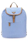 Prada Man Printed Re-nylon Backpack In Blue