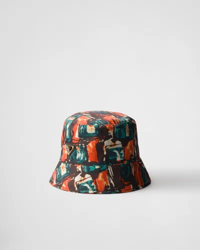 Prada Fischerhut Aus Bedrucktem Re-nylon In Orange