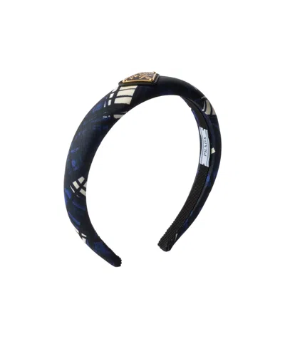 Prada Printed Re-nylon Headband In Ink Blue