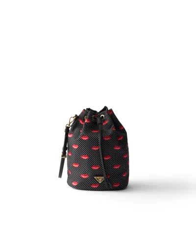 Prada Pouch Aus Bedrucktem Nylon In Black