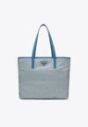 Prada Geometric Diamond Pattern Tote Bag With Signature Logo In Neutral