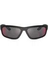 Prada Linea Rossa 59mm Rectangular Sunglasses In Black