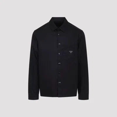Prada Printed Recycled Polyamide Shirt For Men (fw26) In Black