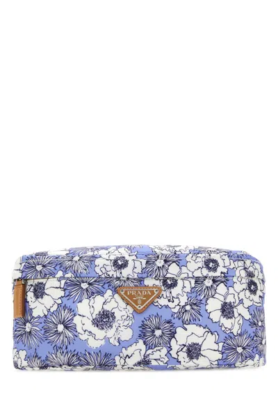 Prada Printed Re-nylon Belt Handbag Pouch For Men In Blue