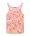 Prada Printed Ribbed Knit Cotton Tank Top In Pink