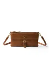 Prada Printed Saffiano Leather Wallet With Shoulder Strap In White