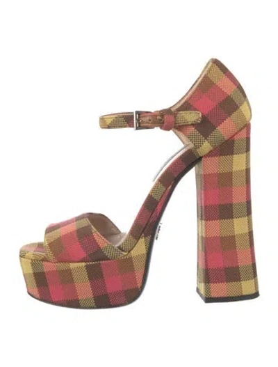 Pre-owned Prada Printed Sandals In Pink/yellow
