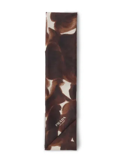 Prada Printed Scarf In Brown