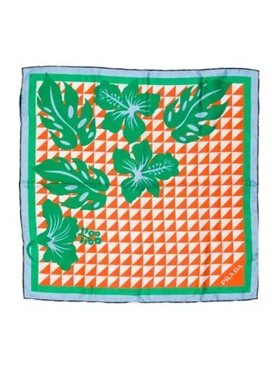 Pre-owned Prada Printed Scarf In Orange