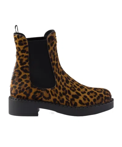 Prada Printed Short Boots In Black