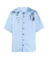 Prada Printed Short-sleeve Shirt In Blue