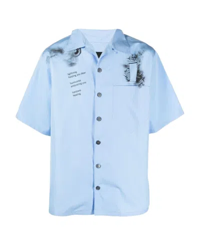 Prada Printed Short-sleeve Shirt In Blue