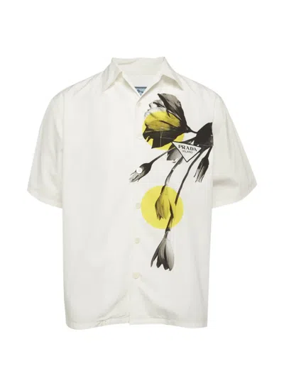 Pre-owned Prada Printed Short-sleeve Shirt In White