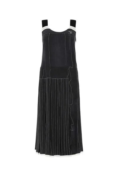 Prada Printed Silk Dress In Black