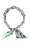 Prada Octagon Tulip Printed Silk Skinny Scarf