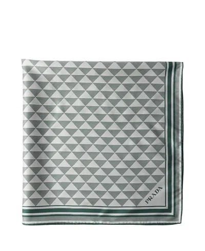 Prada Printed Silk Scarf 55x55 In Orange