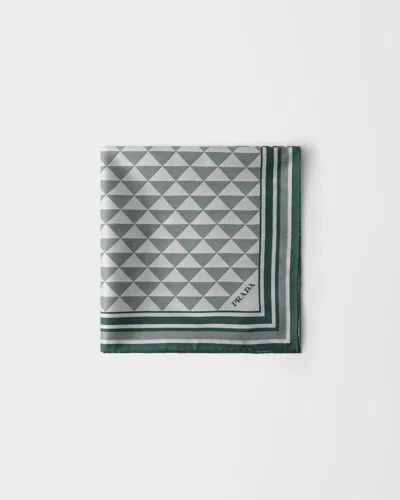 Prada Printed Silk Scarf 90x90 In Multi