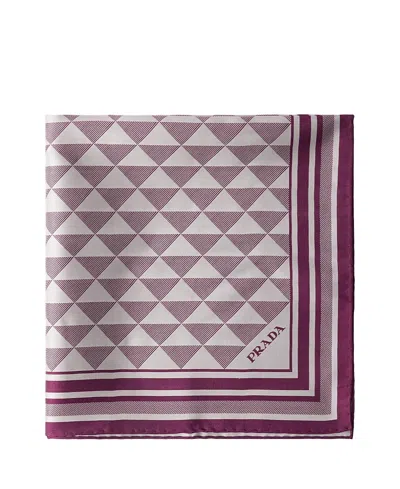 Prada Printed Silk Scarf 90x90 In Purple