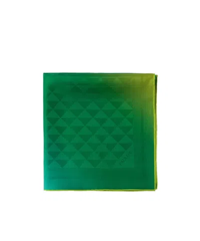 Prada Printed Silk Scarf In Green