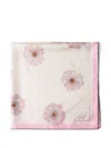 Prada Medium Floral Silk Scarf In Neutrals
