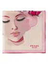 Prada Printed Silk Twill Scarf In Neutrals