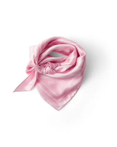 Prada Schal Aus Bedruckter Seide In Pink