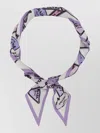 Prada Printed Silk Scarf Rectangular Lightweight Soft In Purple