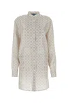 Prada Lapel Long-sleeved Shirt Dress In Multicolor