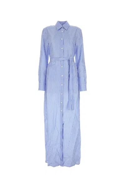Prada Printed Silk Shirt Dress In Stripped