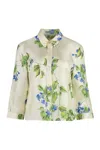 Prada Floral Print Silk Shirt In Ivory