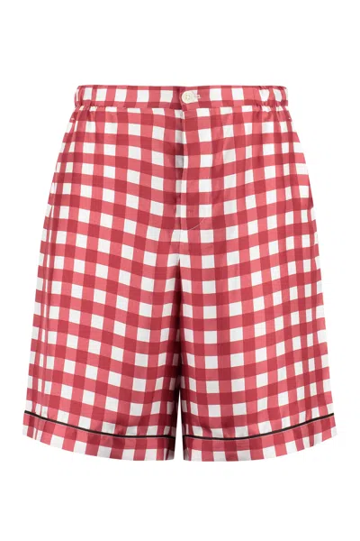 Prada Printed Silk Shorts In Brown