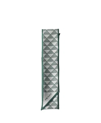 Prada Printed Silk Skinny Scarf In Green