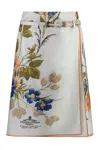 Prada Printed Silk Skirt In White