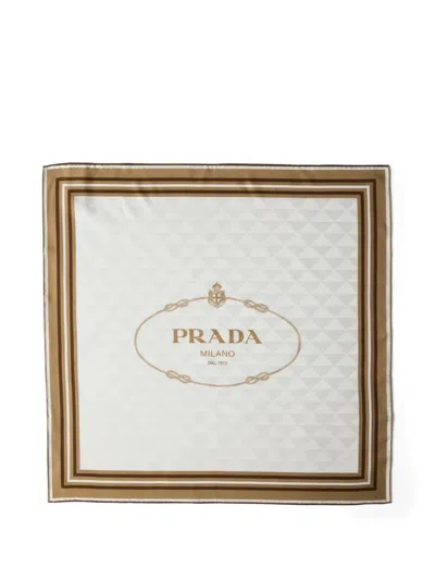Prada Printed Silk Twill Jacquard Scarf 55 In Multi