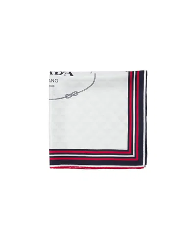 Prada Printed Silk Twill Jacquard Scarf In White