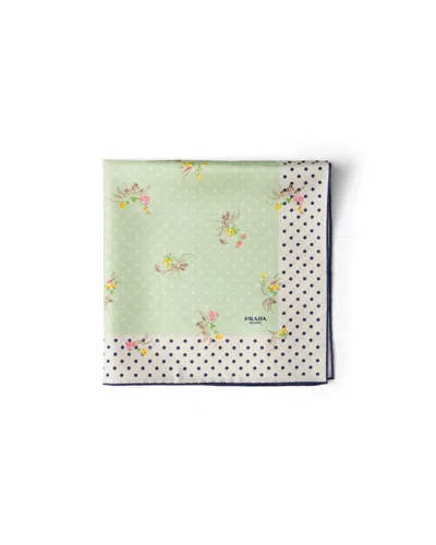 Prada Bedruckter Schal Aus Seidentwill 55 In Green