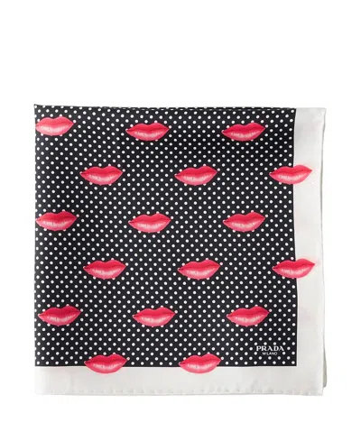 Prada Printed Silk Twill Scarf, 55 X 55 Cm In Black