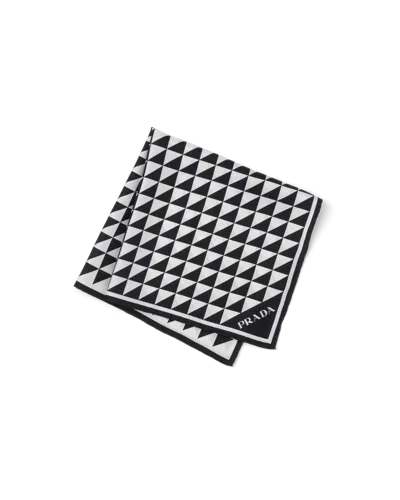 Prada Printed Silk Twill Scarf In Black