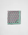 Prada Octagon Tulip Printed Silk Skinny Scarf In Mint/petalus