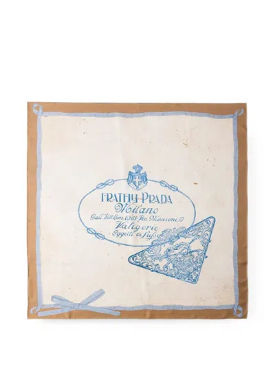 Prada Printed Silk Twill Scarf 90 In White